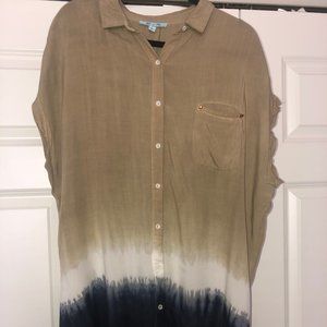 She + Sky Button down Short-sleeve Top
